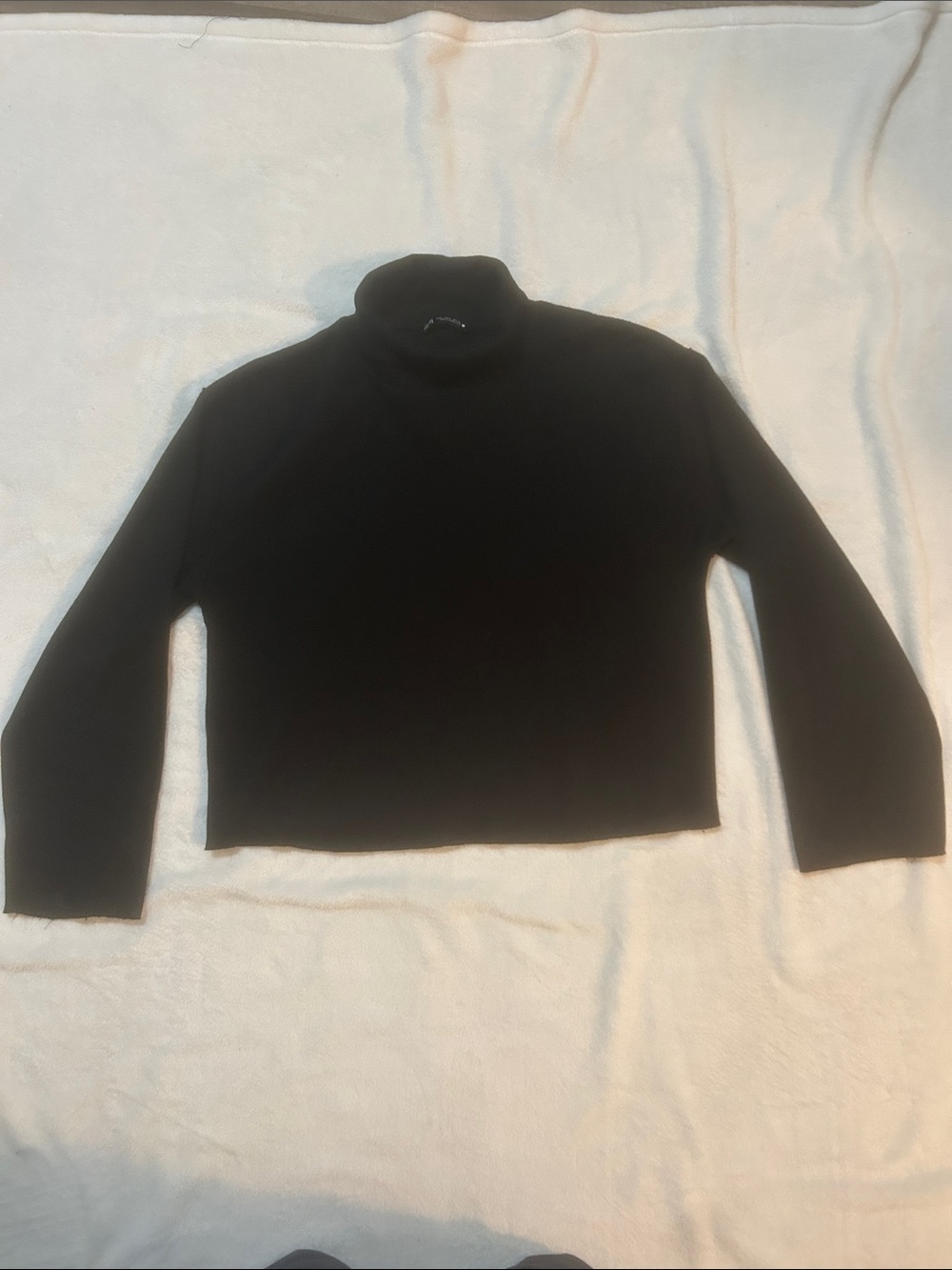 Zara Womens Top Knit Black Cropped Turtleneck Sweater Size Small